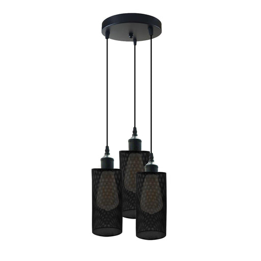 Industrial vintage Retro3 way Round ceiling  Black cage pendant light E27 Uk Holder~3957 - Lost Land Interiors