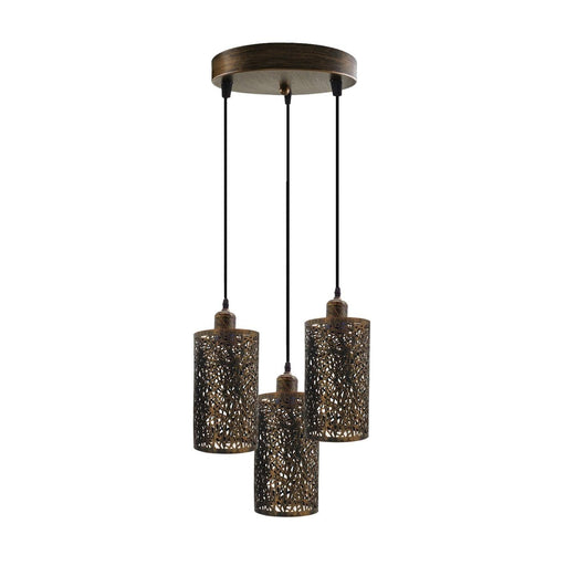 Industrial Vintage Retro 3 way Round brushed copper ceiling Pendant Cage~3982 - Lost Land Interiors