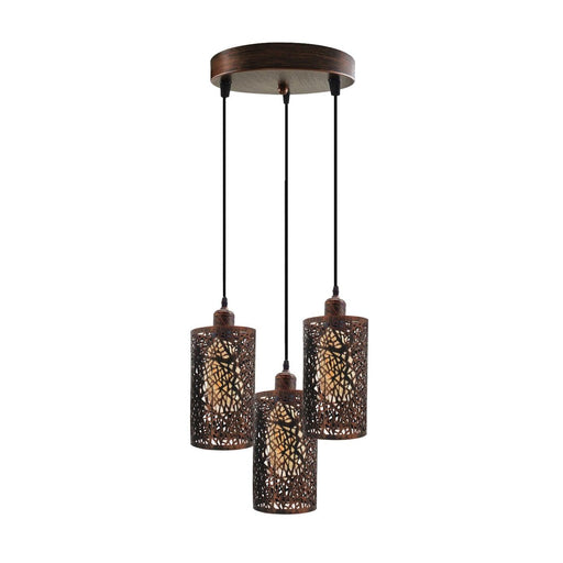 Industrial Vintage Retro 3 way Round Rustic Red ceiling Pendant Cage~3989 - Lost Land Interiors