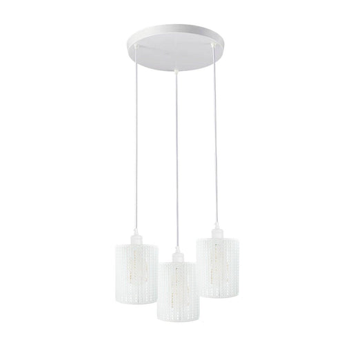Industrial Vintage Retro 3 way Round White ceiling Pendant Cage~3984 - Lost Land Interiors
