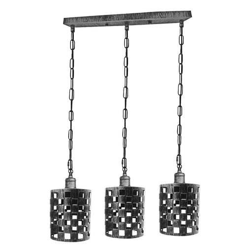 Industrial Vintage Retro Drum Cylinder shape Brushed Silver Metal Ceiling 3 way rectangle Pendant cage Lights E27~3996 - Lost Land Interiors