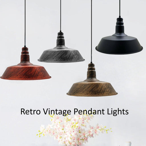 Industrial Vintage Retro Barn slotted shape Various colours Metal Ceiling Pendant Lights E27~4000 - Lost Land Interiors