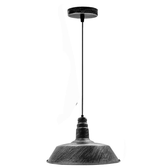 Industrial Vintage Retro Barn slotted shape Brushed Silver Metal Ceiling Pendant Lights E27~3990 - Lost Land Interiors