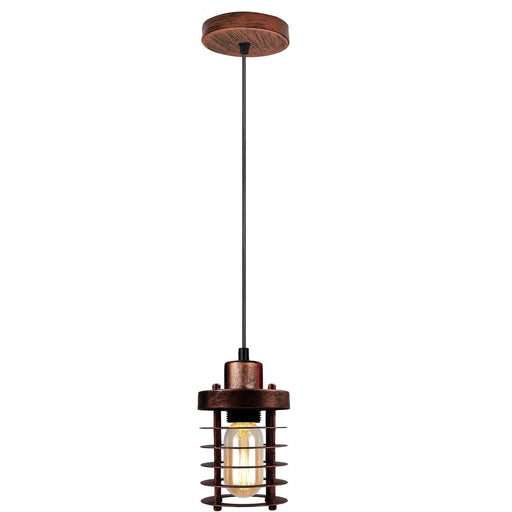 Modern Retro Step round Rustic Red cage pendant light round ceiling base ~4036 - Lost Land Interiors