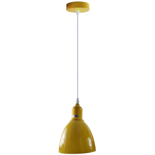 Industrial Vintage Retro adjustable Ceiling Yellow Pendant Light with E27 Uk Holder~4027 - Lost Land Interiors