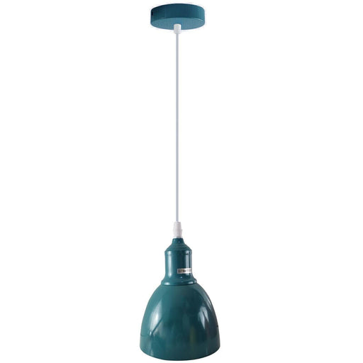 Industrial Vintage Retro adjustable Ceiling Cyan Blue Pendant Light with E27 Uk Holder~4025 - Lost Land Interiors
