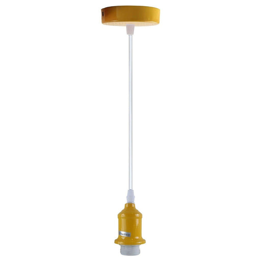 Industrial Vintage Yellow Ceiling Light Fitting E27 Pendant Holder~4044 - Lost Land Interiors