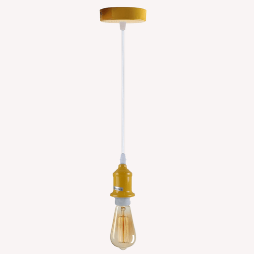 Industrial Vintage Yellow Ceiling Light Fitting E27 Pendant Holder~4044 - Lost Land Interiors