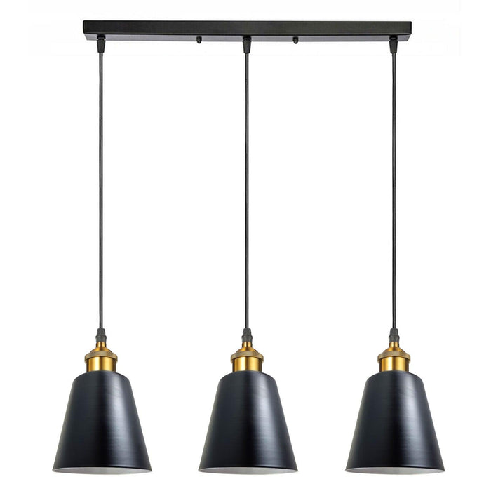 3 Head Black Vintage Industrial Ceiling Hanging Light Shade Loft Style Metal Ceiling Pendant~4059 - Lost Land Interiors