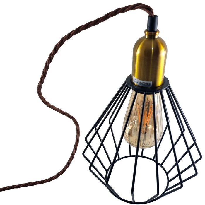 Vintage Retro Ceiling Pendant Light Fitting Wire Cage Lampshades, E27 Holder~4051 - Lost Land Interiors