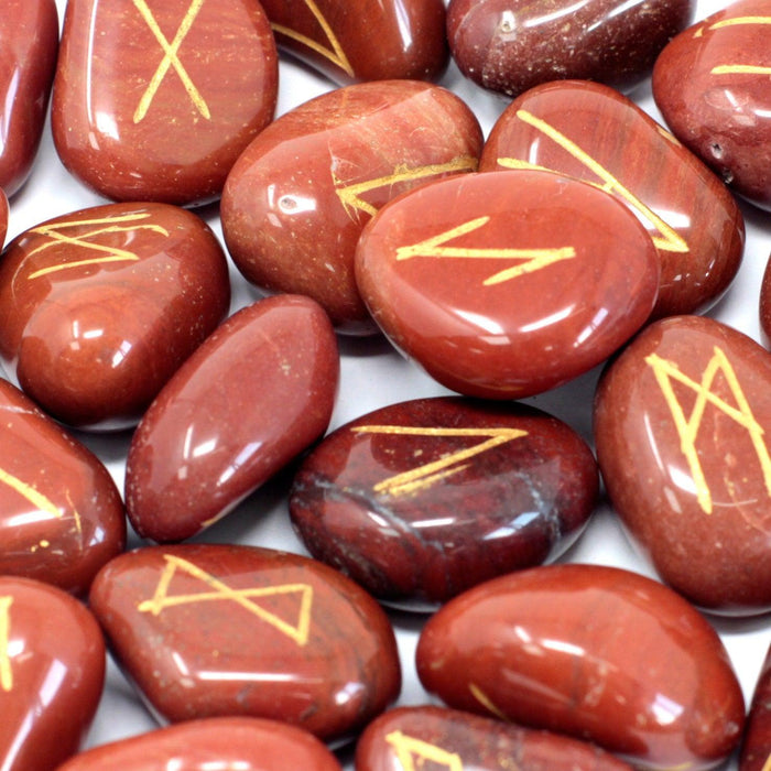 Runes Stone Set in Pouch - Red Jasper - Lost Land Interiors