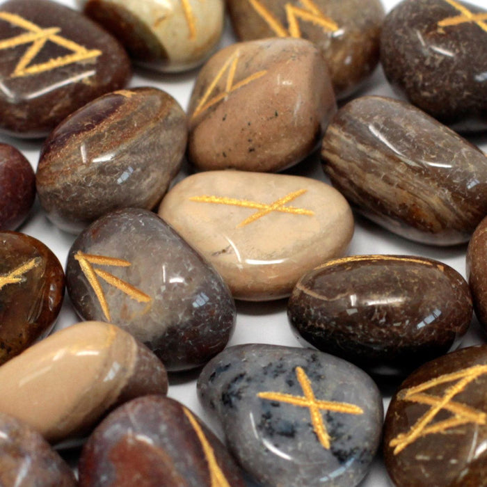 Runes Stone Set in Pouch - Fancy Jasper - Lost Land Interiors
