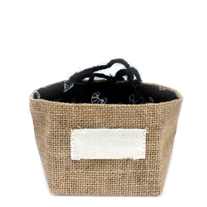 Natural Jute Cotton Gift Bag - Black Lining - Small - Lost Land Interiors
