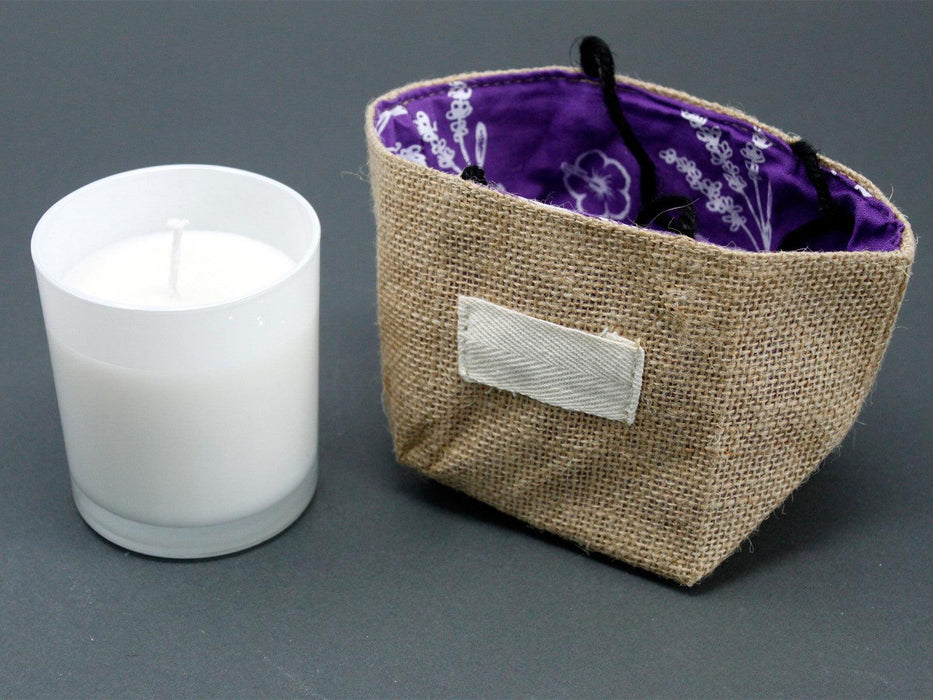 Natural Jute Cotton Gift Bag - Lavender Lining - Medium - Lost Land Interiors