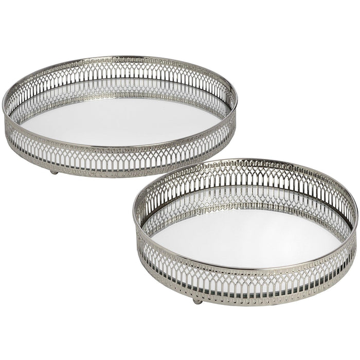 Set Of Two Circular Nickle Trays - Lost Land Interiors