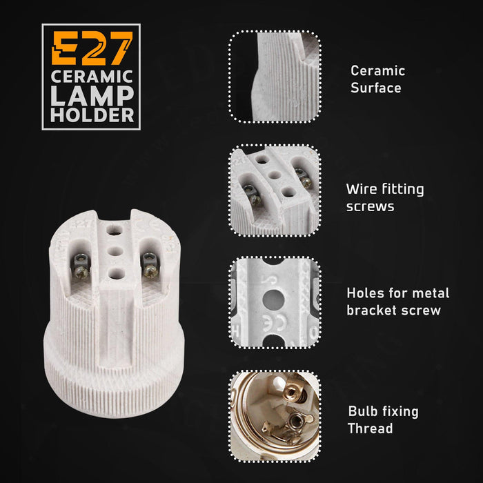 Edison Screw White Ceramic Porcelain Lamp holder For Table Lamp E27  Socket UK LHC2~4115 - Lost Land Interiors