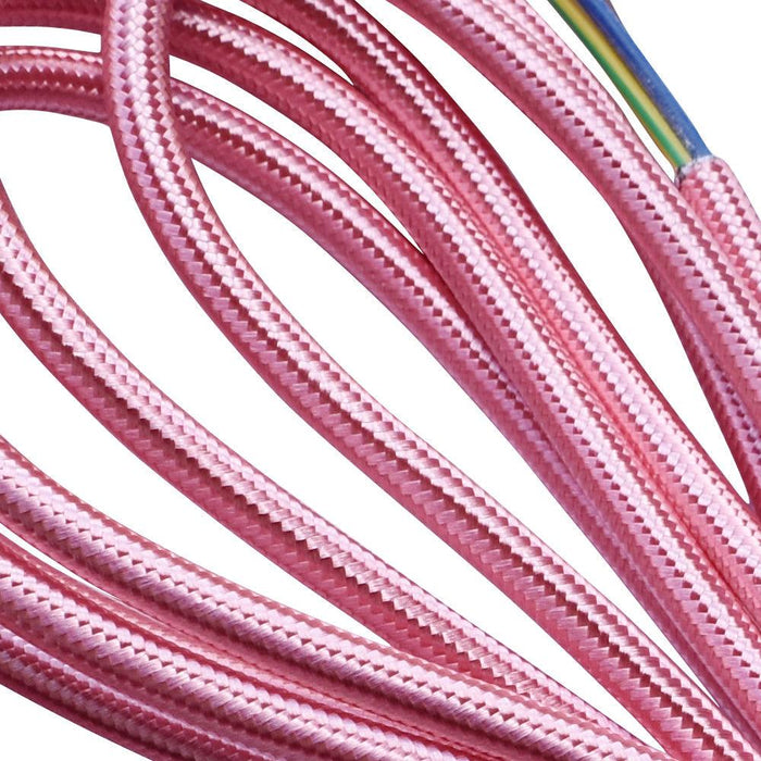 3 core Round Vintage Braided Fabric Shiny Pink Coloured Cable Flex 0.75mm~2991 - Lost Land Interiors