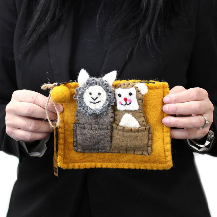 Pouch with Finger Puppets - Bear & Sheep - Lost Land Interiors