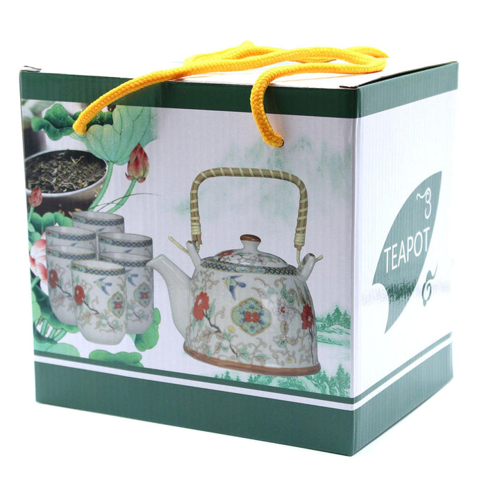 Herbal Teapot Set - White Stone Oriental - Lost Land Interiors