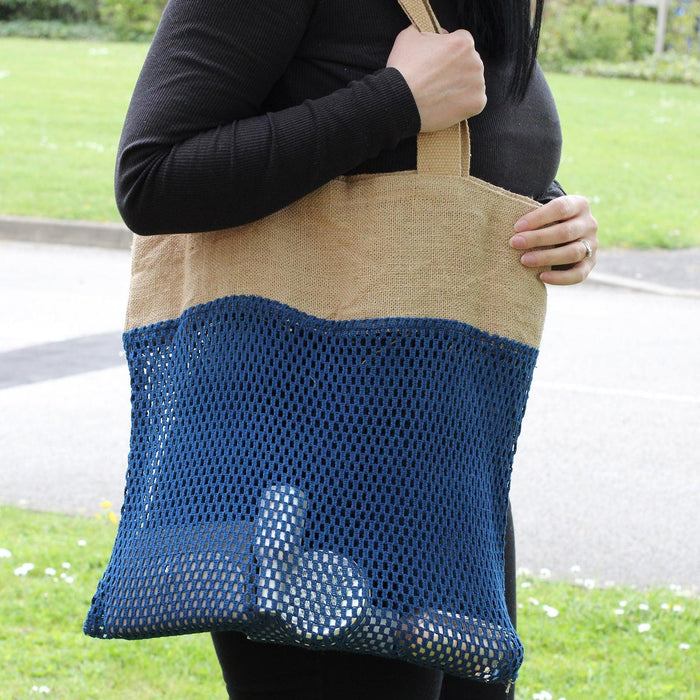 Pure Soft Jute and Cotton Mesh Bag - Black - Lost Land Interiors