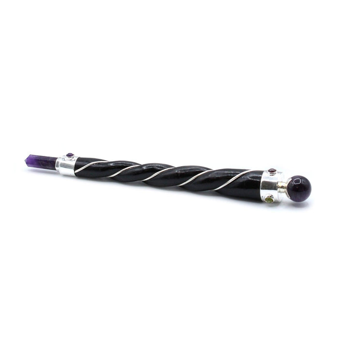 Twisted Healing Wand - Silver Amethyst Sphere - Lost Land Interiors
