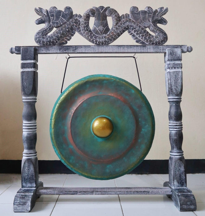Small Gong in Stand - 25cm - Greenwash - Lost Land Interiors