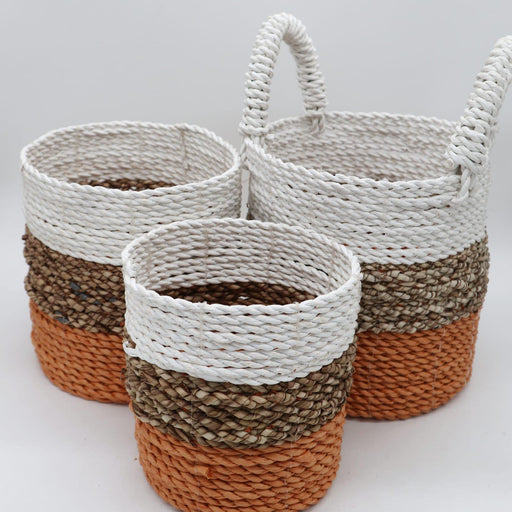 Seagrass Basket Set - Orange / Natural / White - Lost Land Interiors