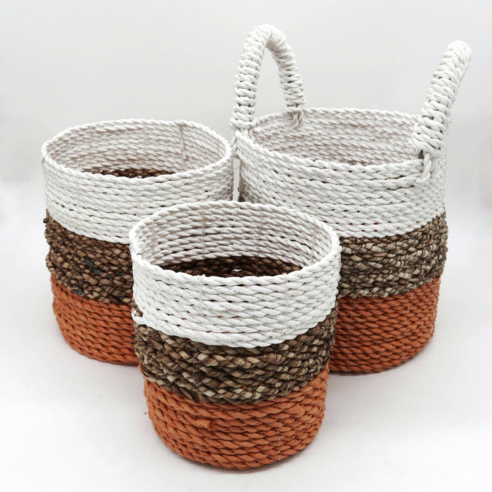 Seagrass Basket Set - Orange / Natural / White - Lost Land Interiors