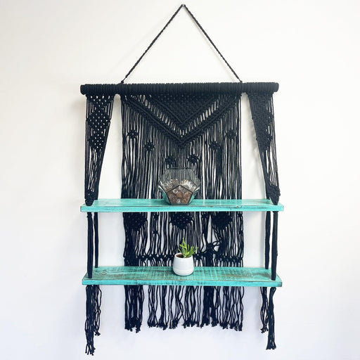 Black Macrame Hanging Shelves - Turquoise - Lost Land Interiors