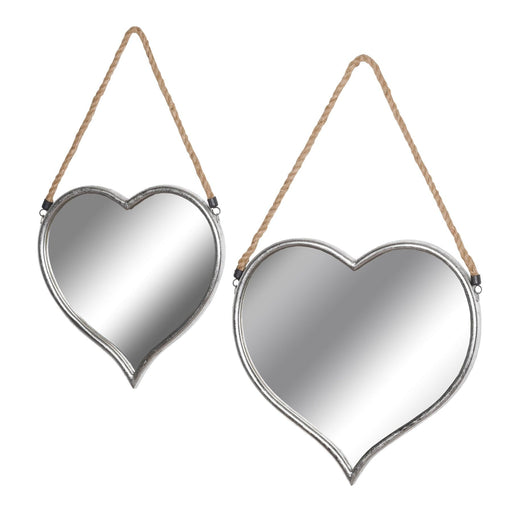 Set Of Two Heart Mirrors With Rope Detail - Lost Land Interiors