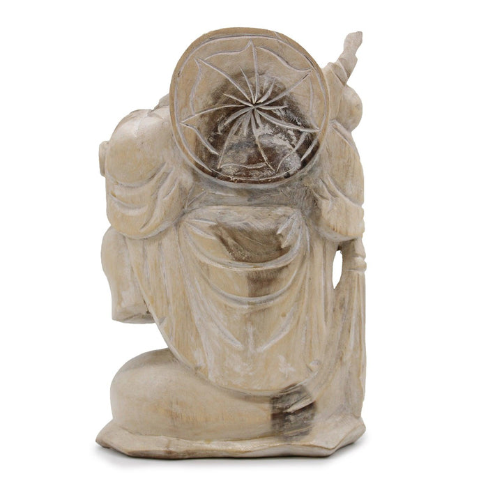 Happy Buddha Bring Wood - Whitewash 30cm - Lost Land Interiors