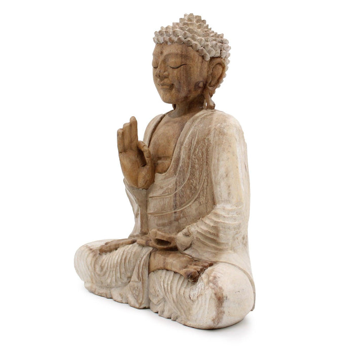 Buddha Statue Whitewash - 30cm Teaching Transmission - Lost Land Interiors