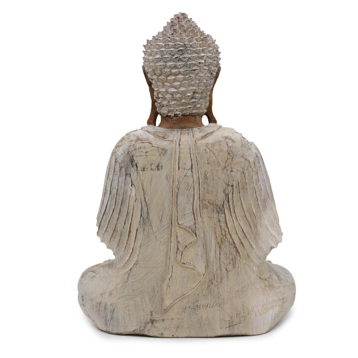 Buddha Statue Whitewash - 40cm Teaching Transmission - Lost Land Interiors