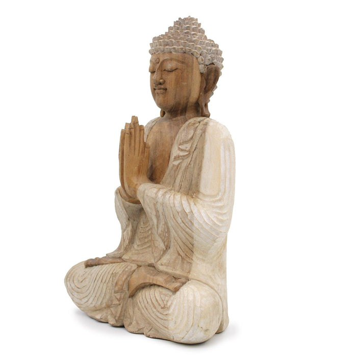 Buddha Statue Whitewash - 40cm Welcome - Lost Land Interiors