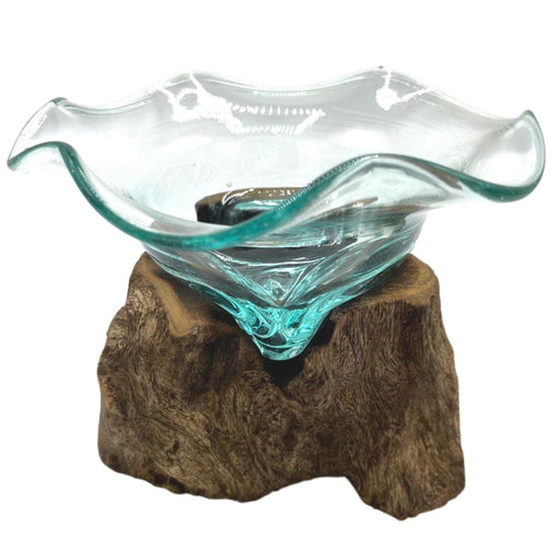 Molton Glass Fancy Sweet Bowl on Bali Wood - Lost Land Interiors