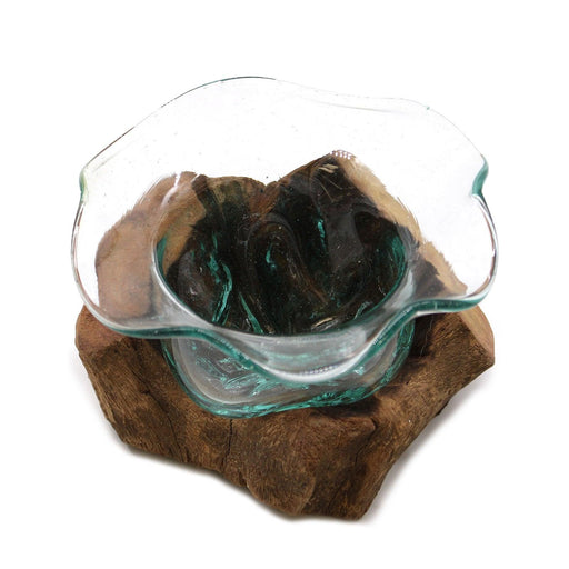 Molton Glass Fancy Sweet Bowl on Bali Wood - Lost Land Interiors