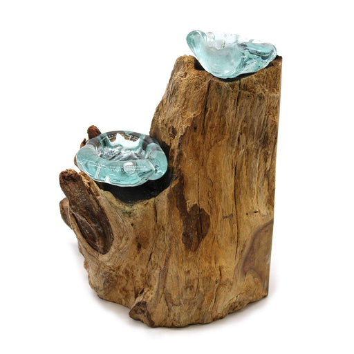 Molton Glass Candle Double Holder on Wood Bali - Lost Land Interiors