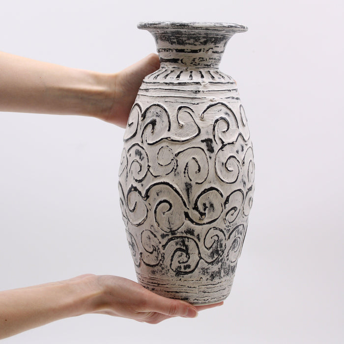 Lombok Island - Swirls Shaped Vase - Cream - Lost Land Interiors