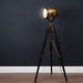 Brass And Black Industrial Spotlight Tripod Lamp - Lost Land Interiors