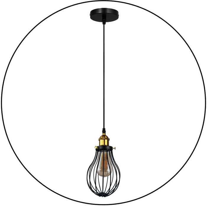 Industrial Black hanging Pendant Ceiling Light Cover Decorative Cage light fixture~3446 - Lost Land Interiors