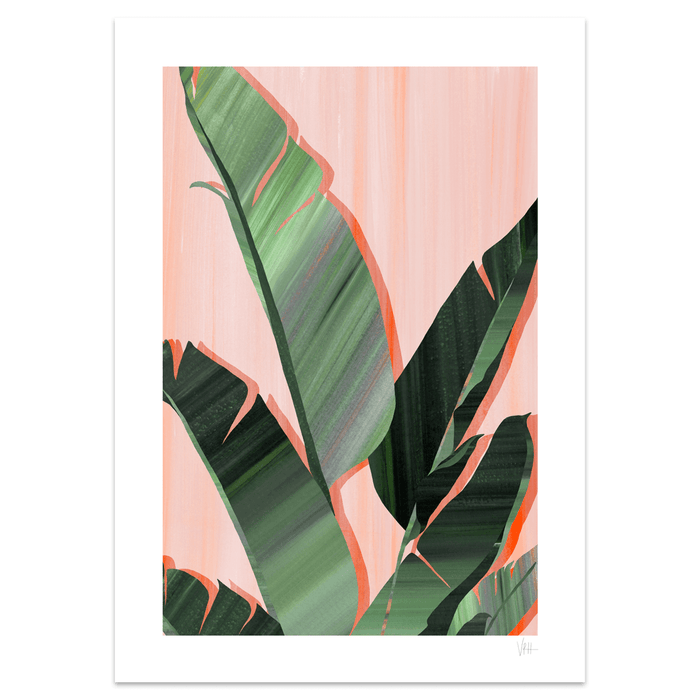 Pink and Green Banana Leaves Art Print - Lost Land Interiors