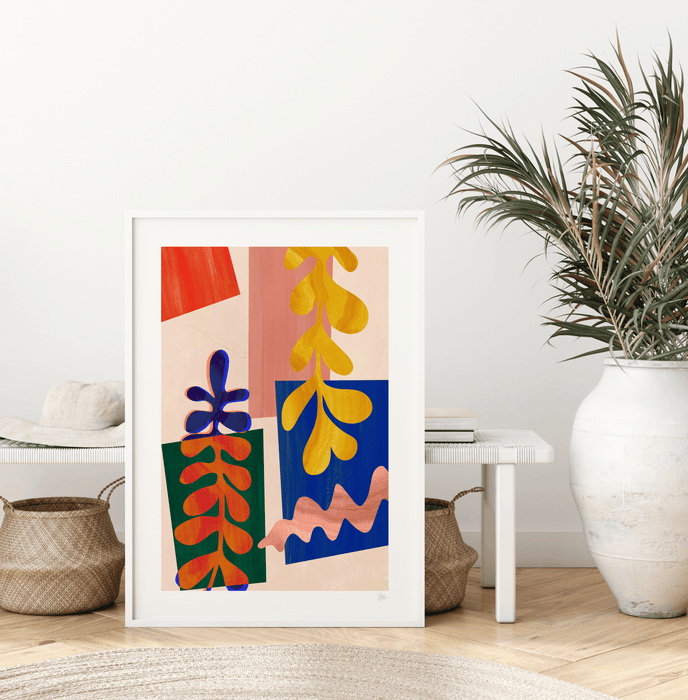 Colourful Abstract Leaf 2 Art Print - Lost Land Interiors