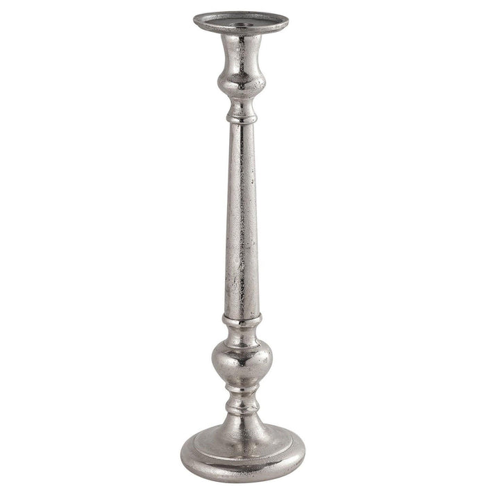 Farrah Collection Large Silver Dinner Candle Holder - Lost Land Interiors