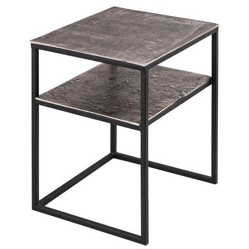 Farrah Collection Silver Side Table with Shelf - Lost Land Interiors
