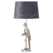 Percy The Parrot Silver Table Lamp With Grey Velvet Shade - Lost Land Interiors