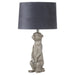 Morris The Meerkat Silver Table Lamp With Grey Velvet Shade - Lost Land Interiors