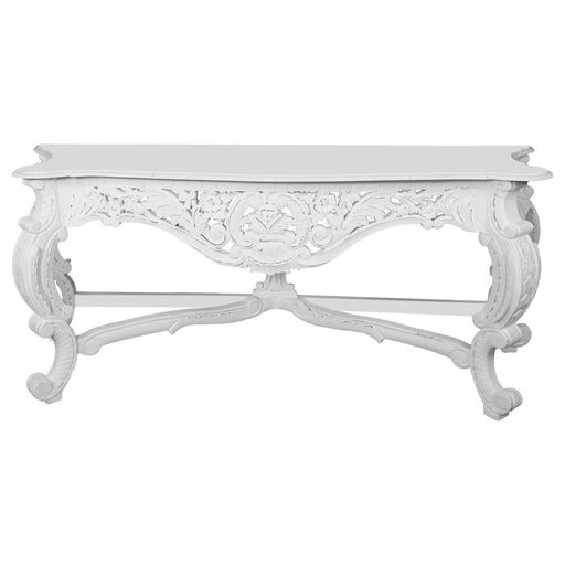 Hand Carved Louis White Large Console Table - Lost Land Interiors