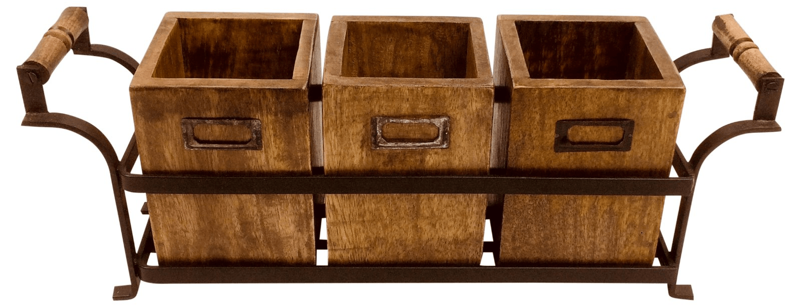 Metal Stand with 3 Wooden Boxes - Lost Land Interiors