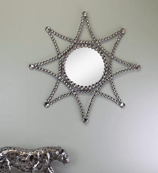 Silver Metal Jewelled Star Accent Mirror - Lost Land Interiors
