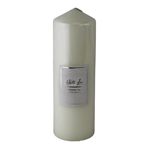 White Linen Fragranced Pillar Candle, 21x7cm - Lost Land Interiors
